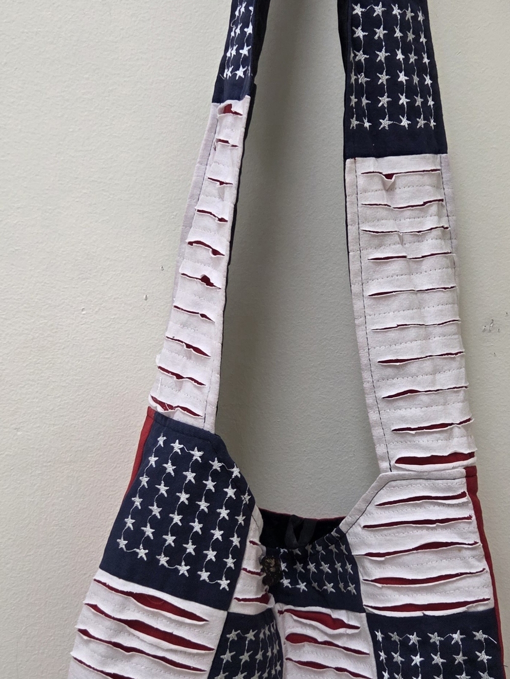 American Flag Patchwork Shoulder Bag - Red White Blue
